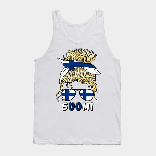 Suomi Finland Flag Girls Finnish Girl Kids Tank Top by qwertydesigns